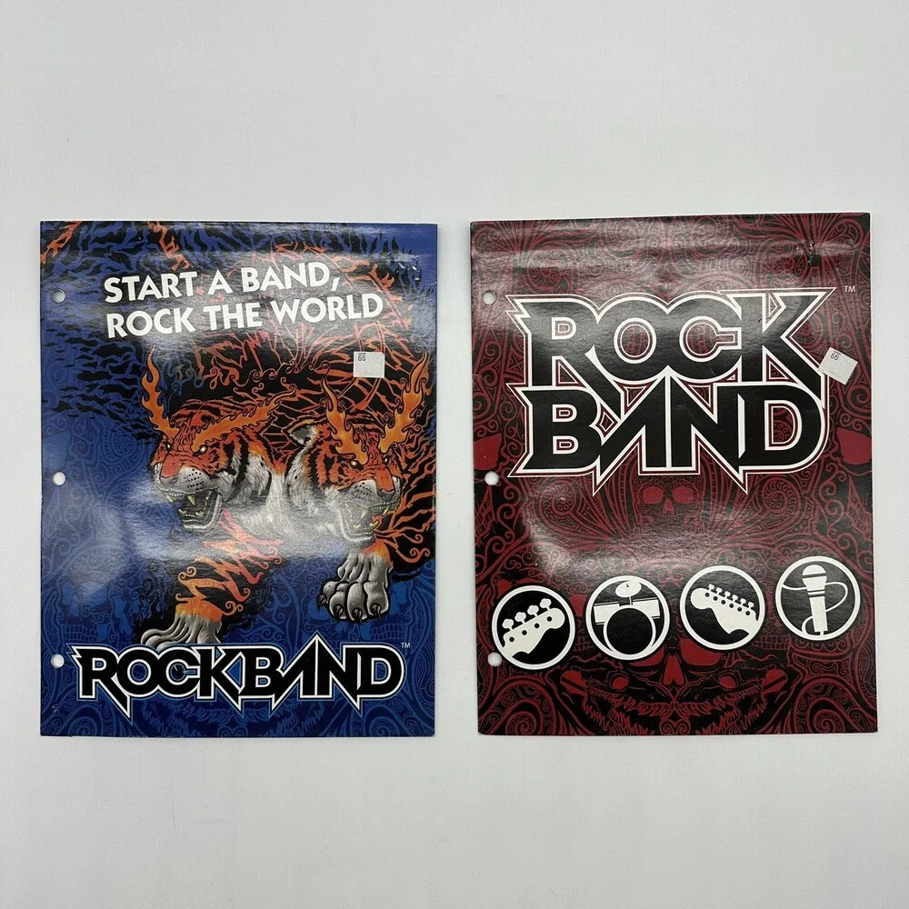 Set of 2 Rock Band Video Game Blue & Red Logo 2-Pocket Portfolio School Folders